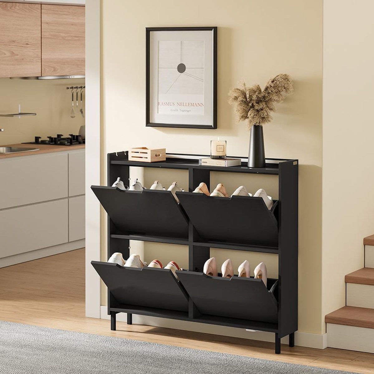 SOBUY Armoire à chaussures pliante Noir 97x46x93cm FSR100-E-SCH