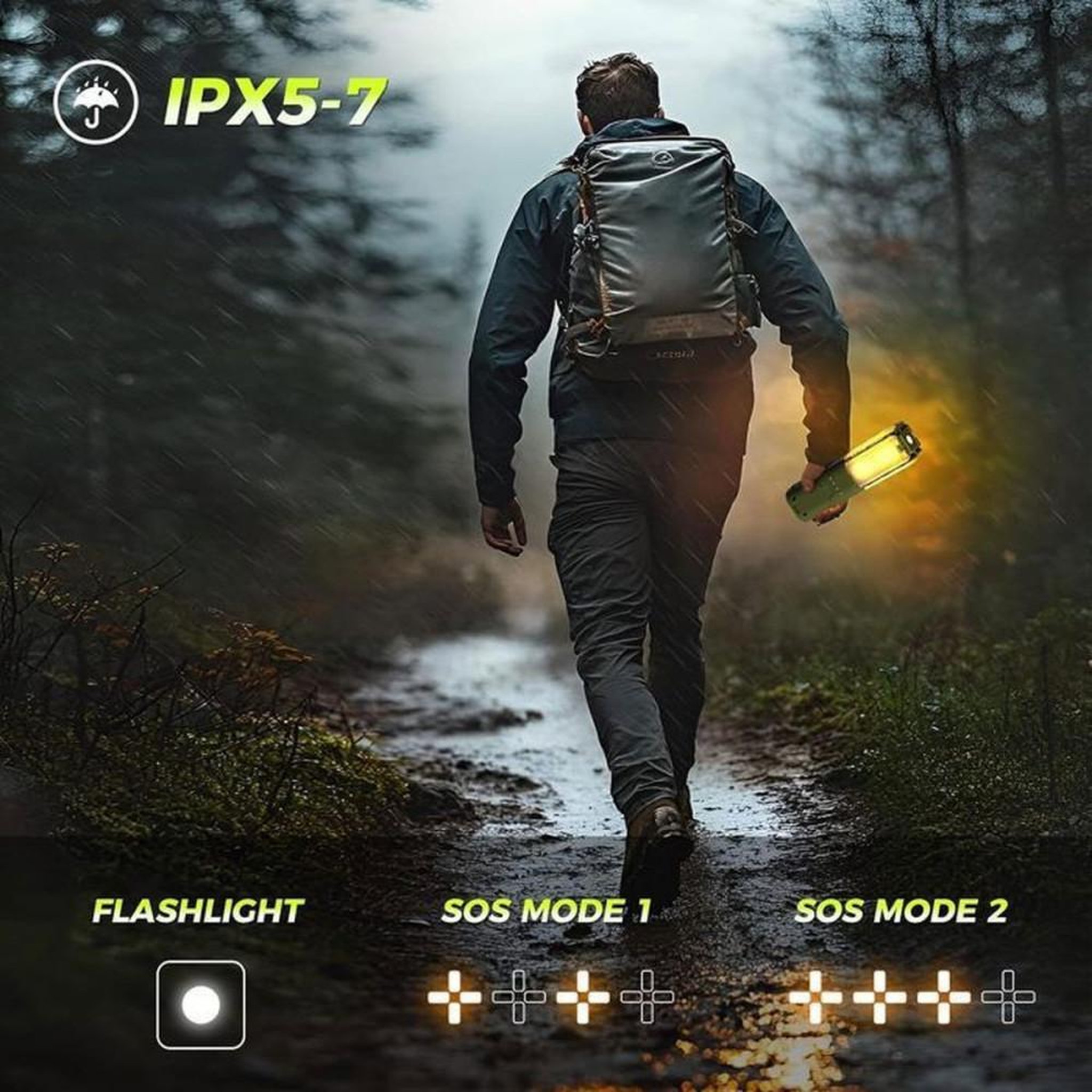 Voir la diapositive 6 : Lampe de camping rechargeable 14000 mAh 6000 lumens trépied télescopique magnétique étanche vert