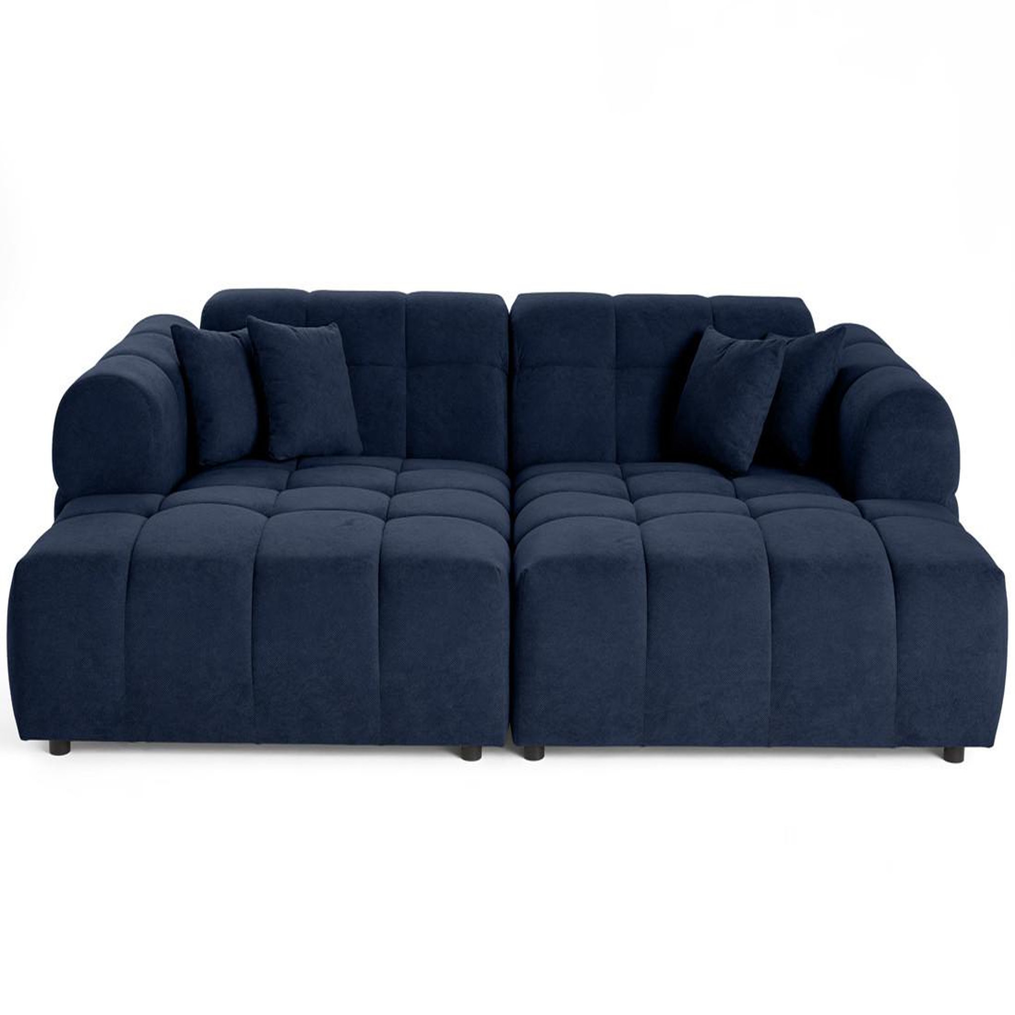 Voir la diapositive 1 : BEST MOBILIER Ray - canapé droit 4 places avec double méridienne - assise profonde - en tissu texturé