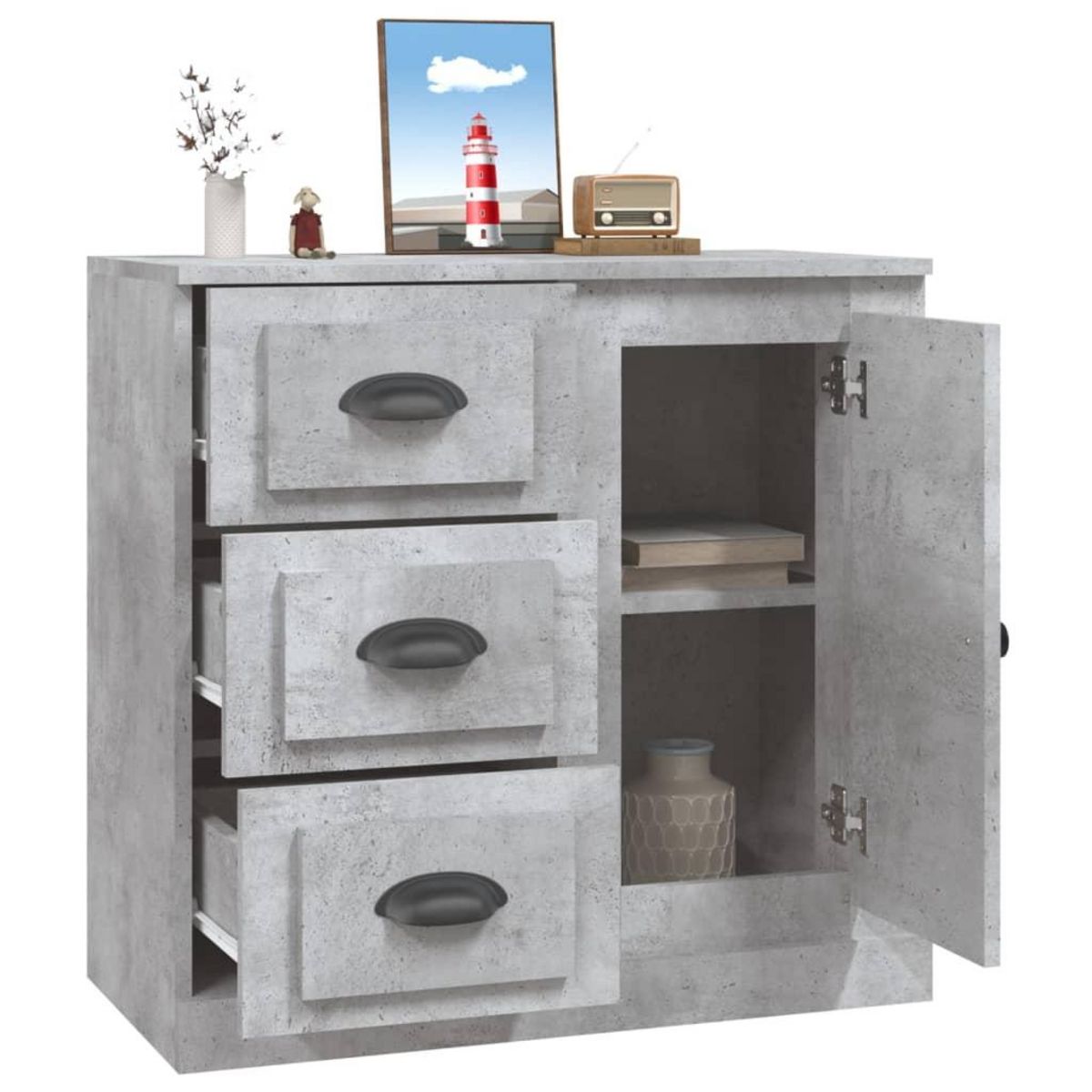 VIDAXL Buffet gris beton 70x35,5x67,5 cm bois d'ingenierie