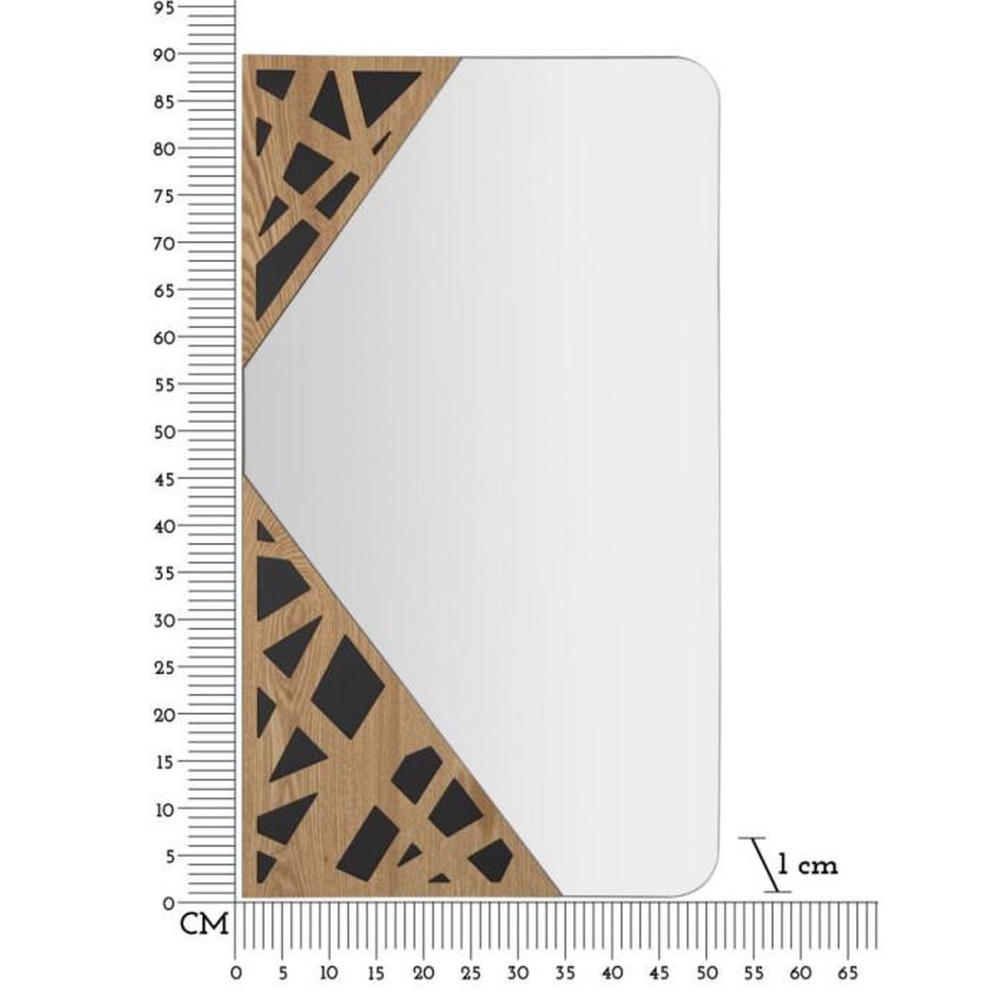 Voir la diapositive 6 : Paris Prix Miroir Mural Déco  Angle  90cm Naturel & Noir