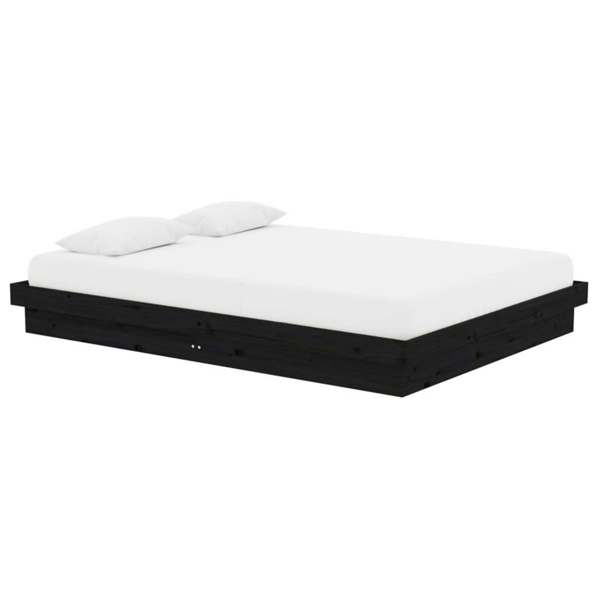 VIDAXL Cadre de lit sans matelas noir bois massif 140x190 cm