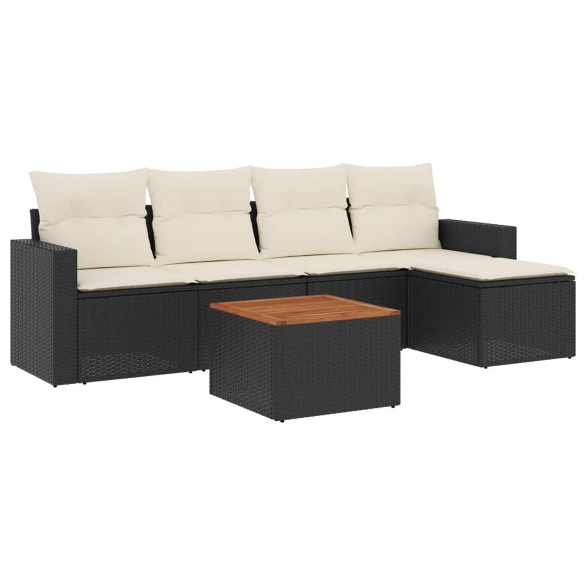 Voir la diapositive 2 : VIDAXL Salon de jardin 6 pcs avec coussins noir resine tressee