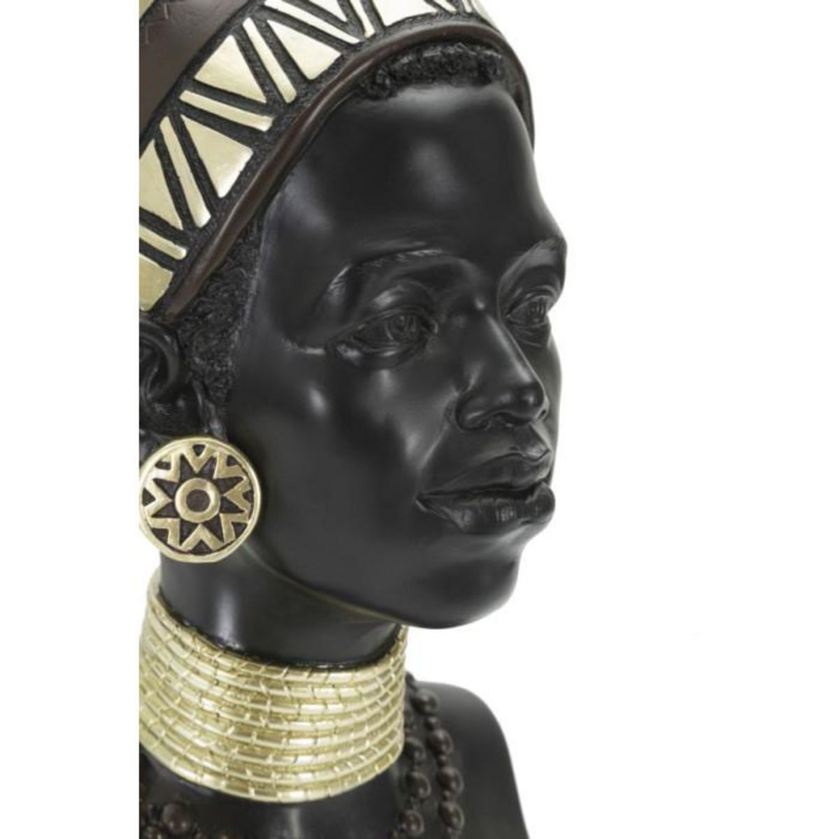 Paris Prix Statuette Tête Femme Tribu  Massai  38cm Noir