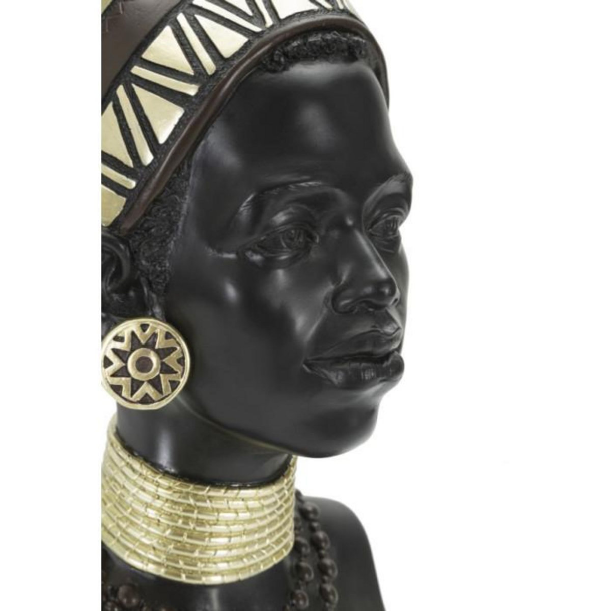 Paris Prix Statuette Tête Femme Tribu  Massai  38cm Noir