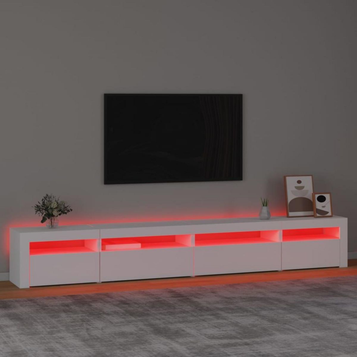 VIDAXL Meuble TV avec lumieres LED Blanc 270x35x40 cm