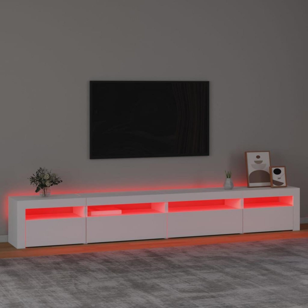 VIDAXL Meuble TV avec lumieres LED Blanc 270x35x40 cm