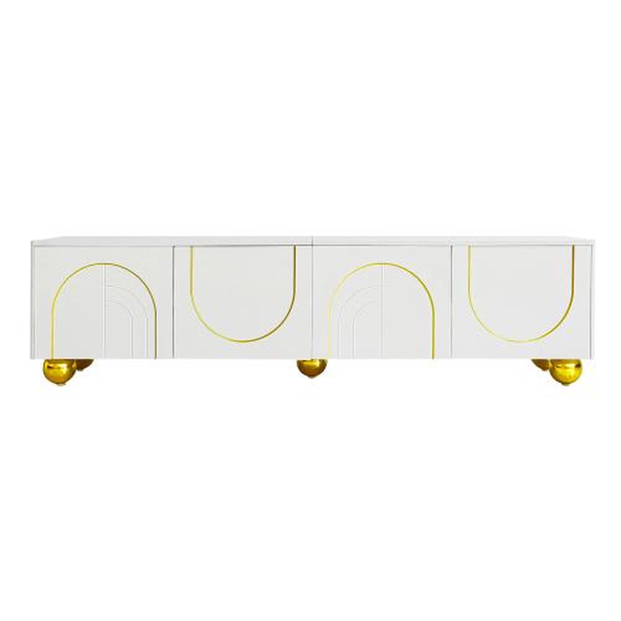 MERAX Meuble tv blanc 170 cm panneau de particules