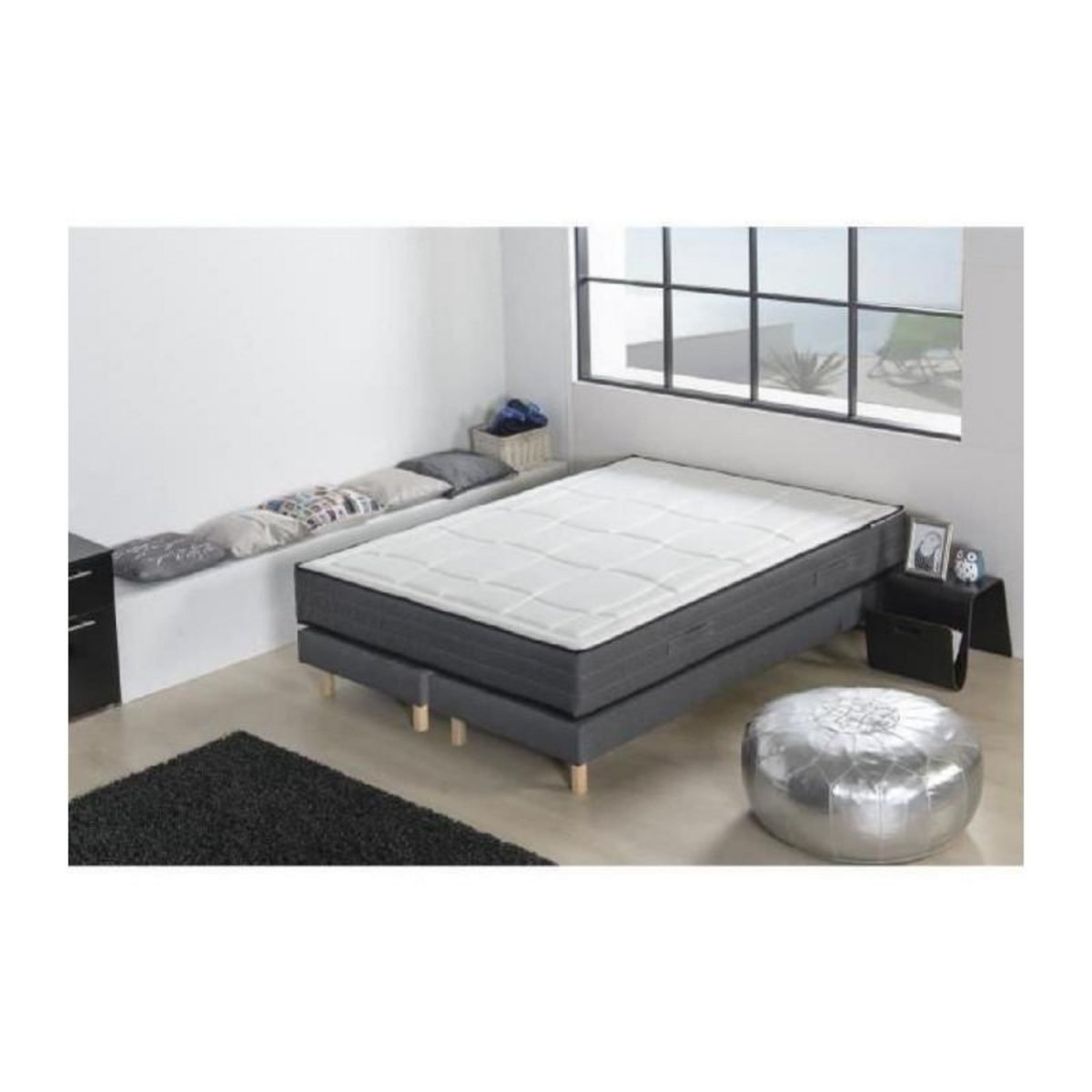 DEKO DREAM DEKO DREAM Ensemble matelas + sommiers 180x200 - Mousse memoire - 28cm - 5 zones - Ferme - HOTEL PREMIUM LUX
