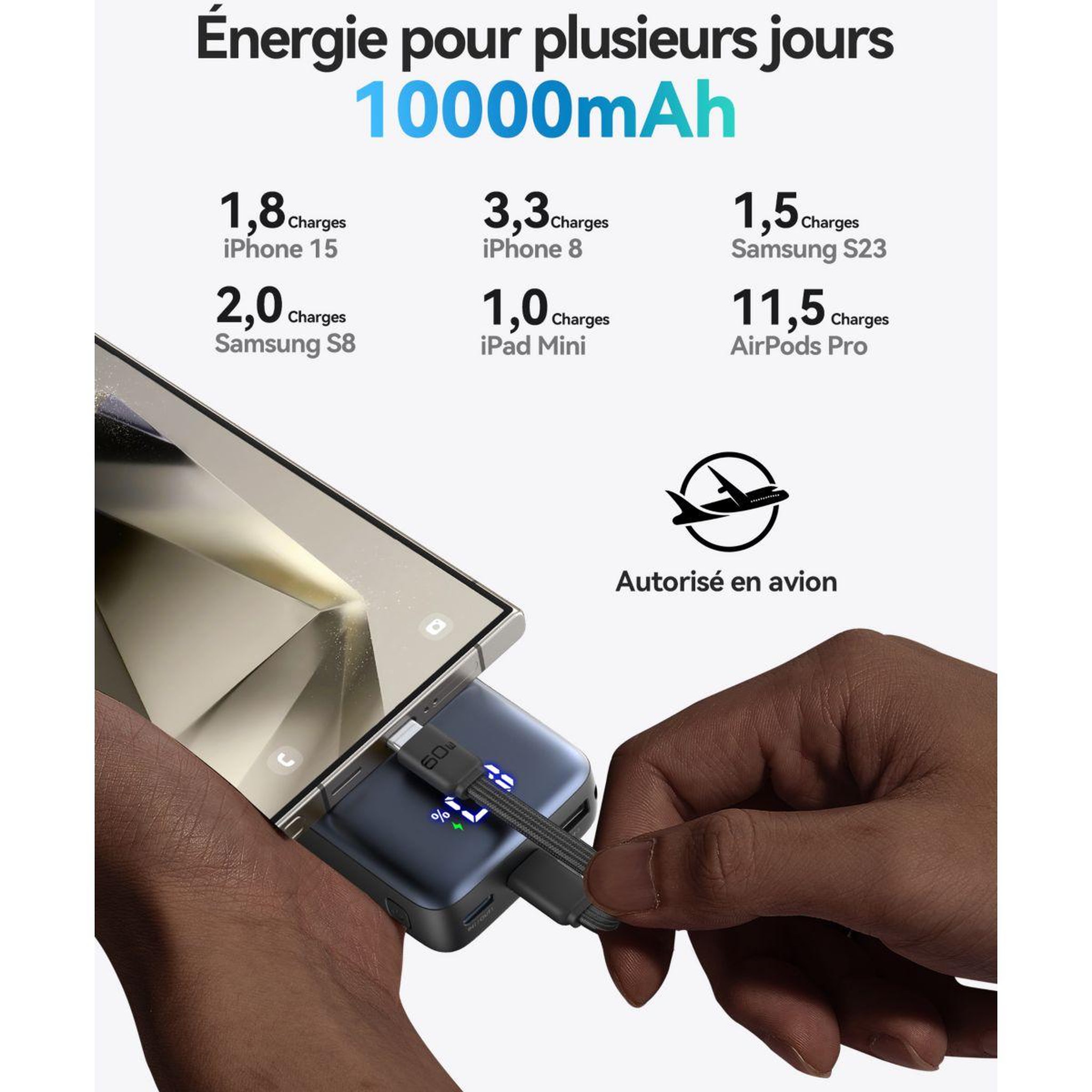 Voir la diapositive 4 : INIU Batterie externe 10 000 mAh Pocket Pro S