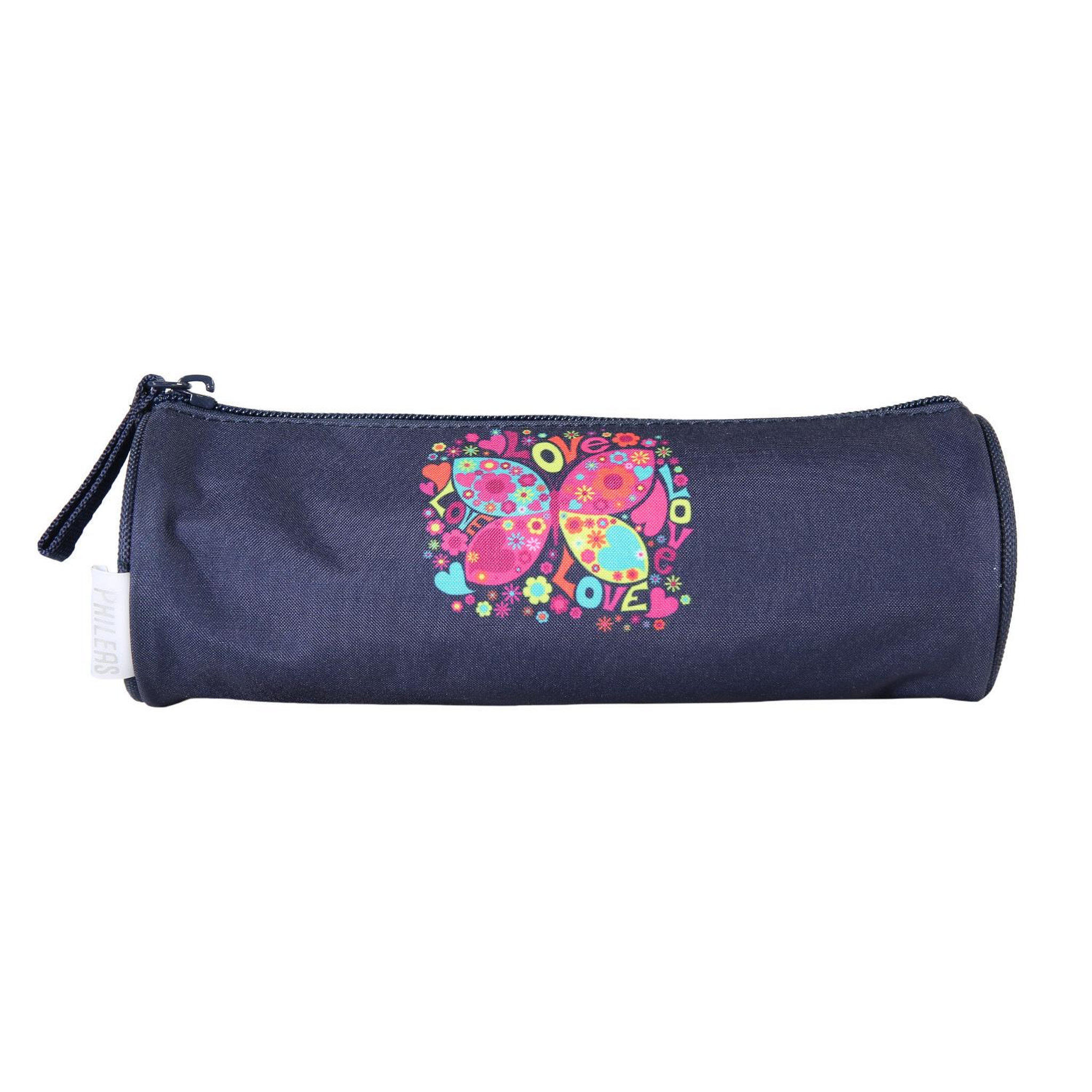 Bagtrotter Bagtrotter - Phileas -Trousse Scolaire Ronde - Marine - 1 Compartiment Zippé - 22x7x7cm - Matière Polyester - Accessoire et Papeterie Scolaire