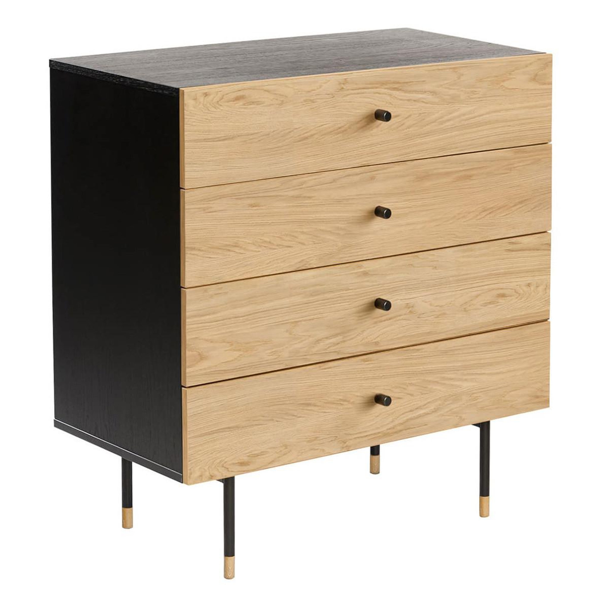 Paris Prix Commode 4 tiroirs  jugend  80cm noir & chêne