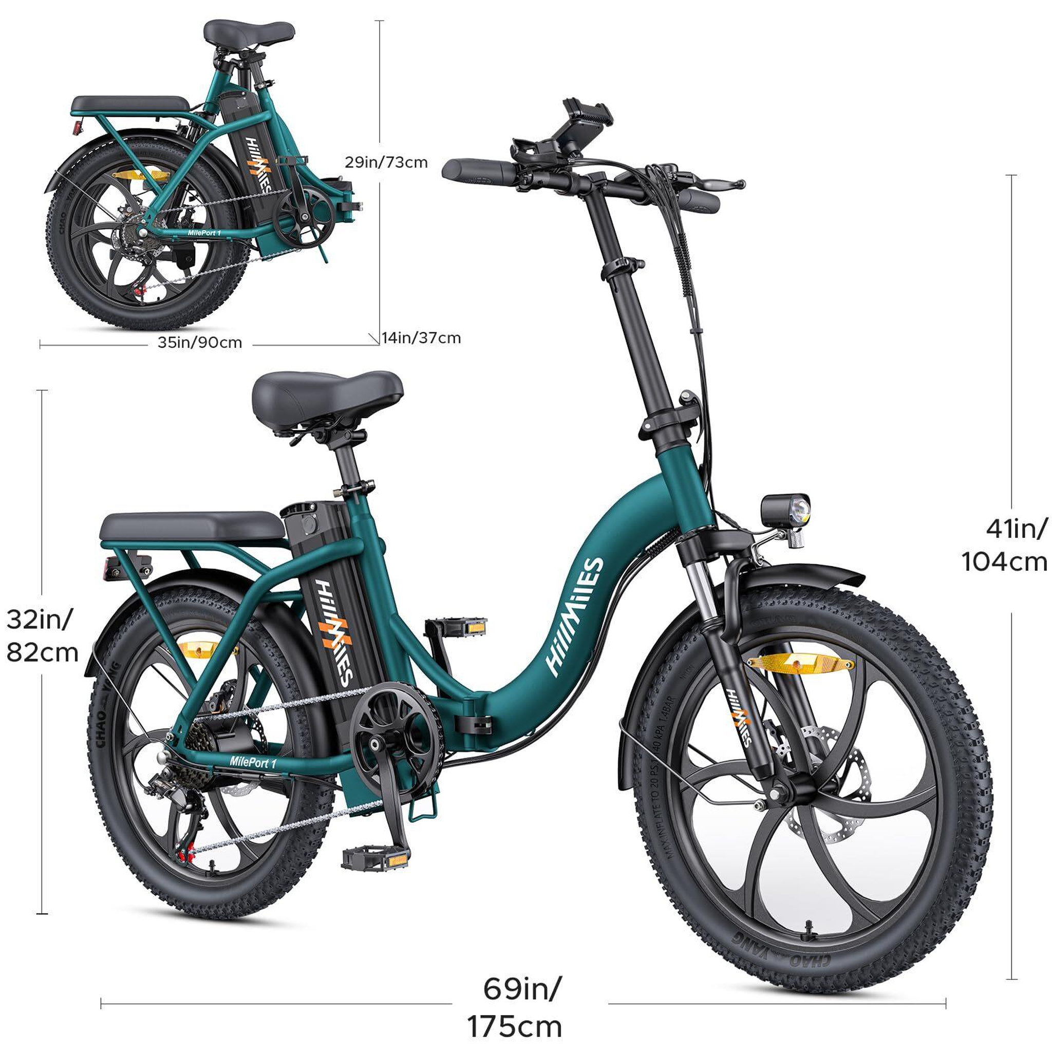 Voir la diapositive 4 : HILLMILES Vélo électrique pliable HillMiles MilePort1