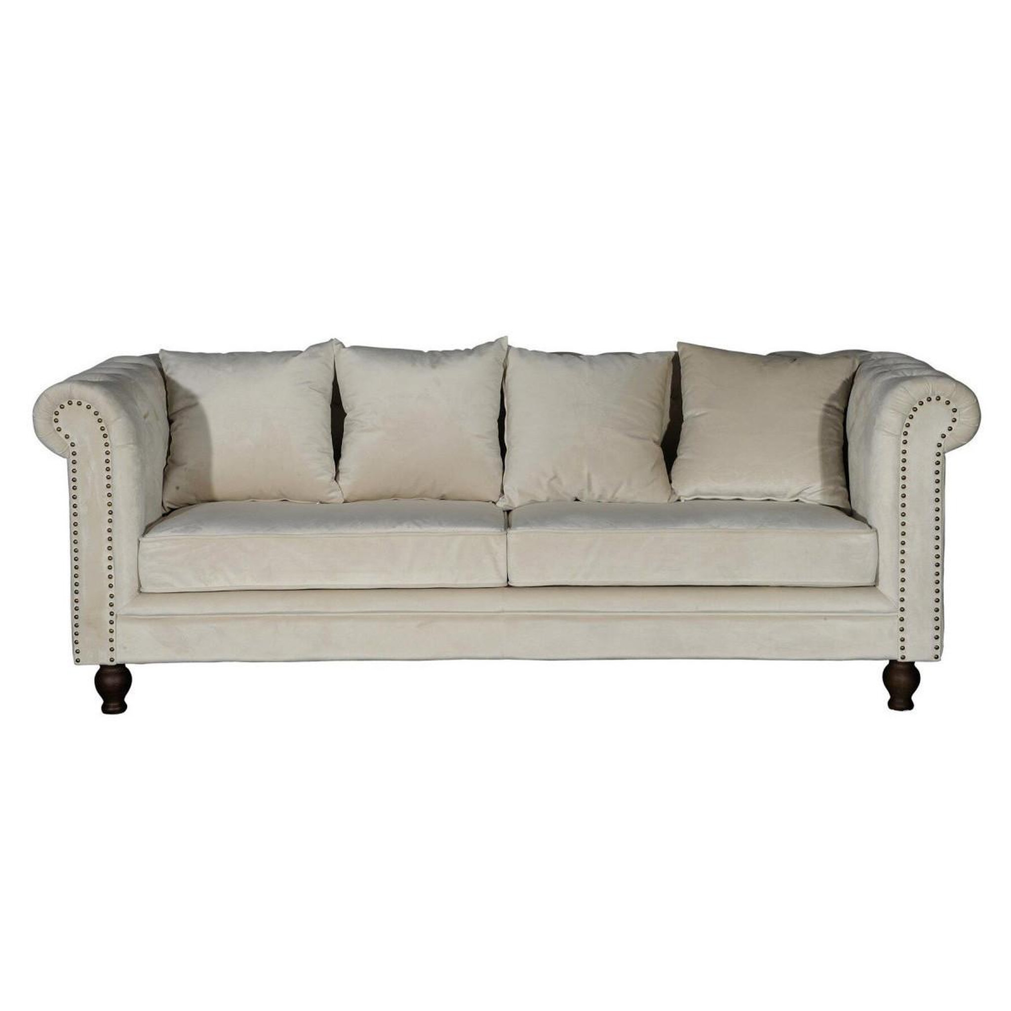 Paris Prix Canapé 3 places en velours  chesterfield  217cm beige