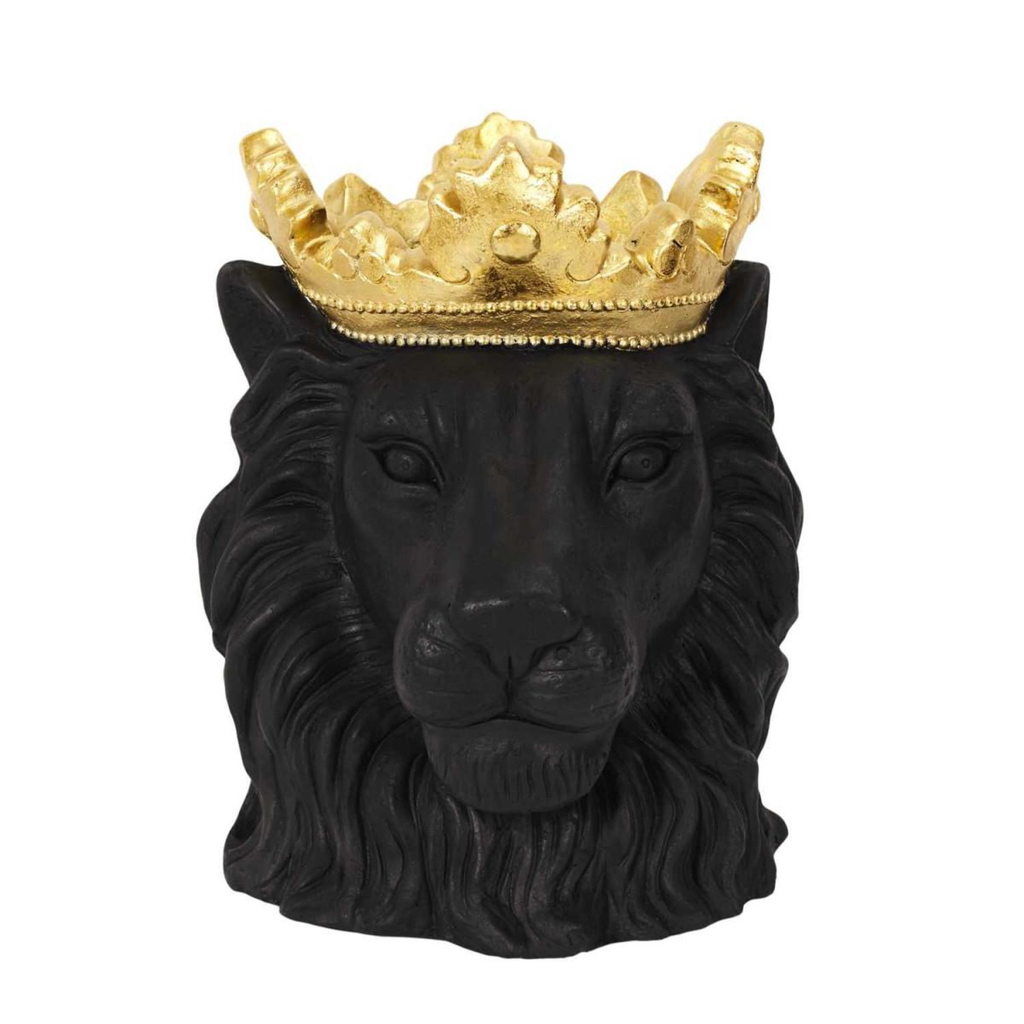 Voir la diapositive 2 : The Home Deco Factory Cache-Pot Tête de Lion  Couronne  39cm Noir