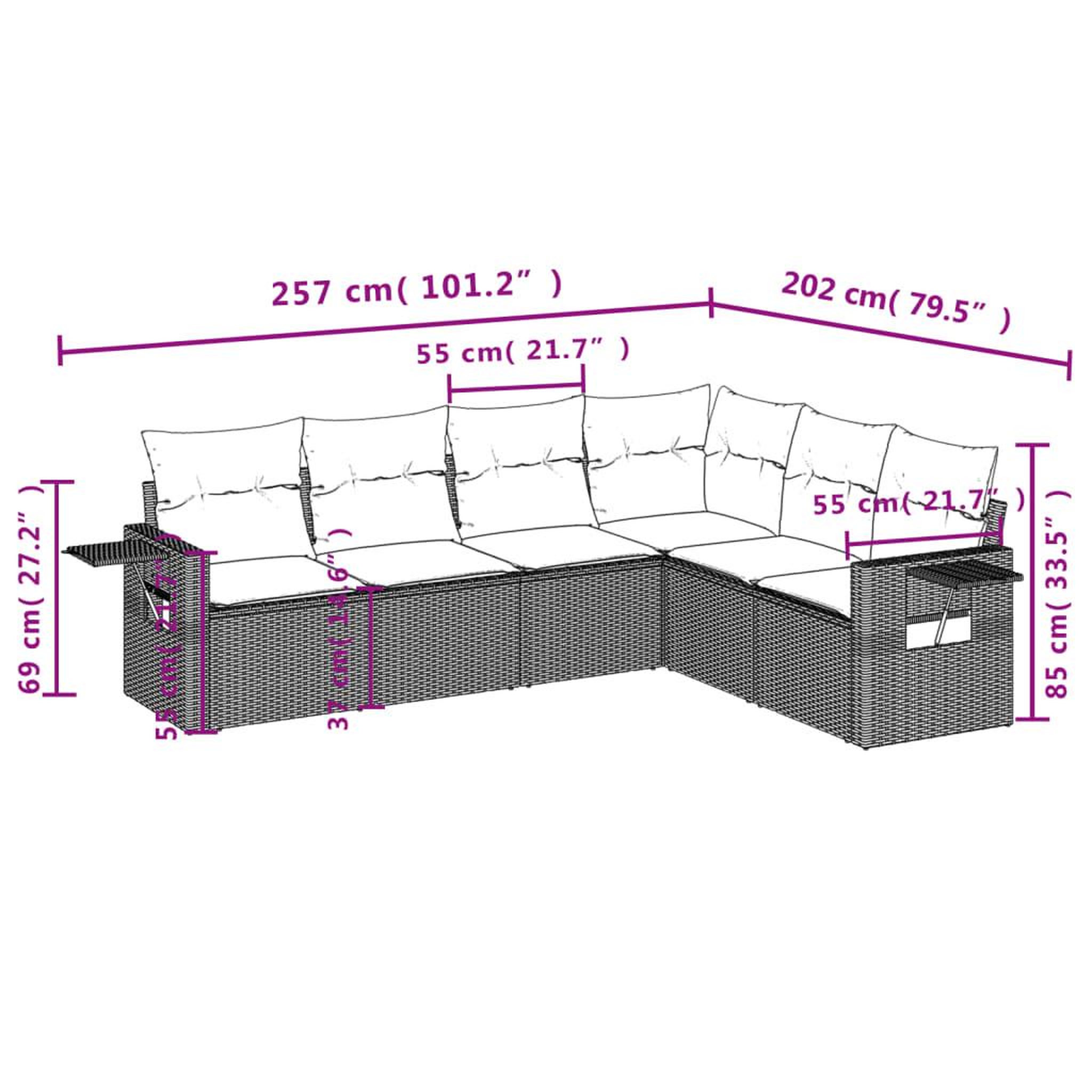 Voir la diapositive 3 : VIDAXL Salon de jardin avec coussins 6 pcs marron resine tressee