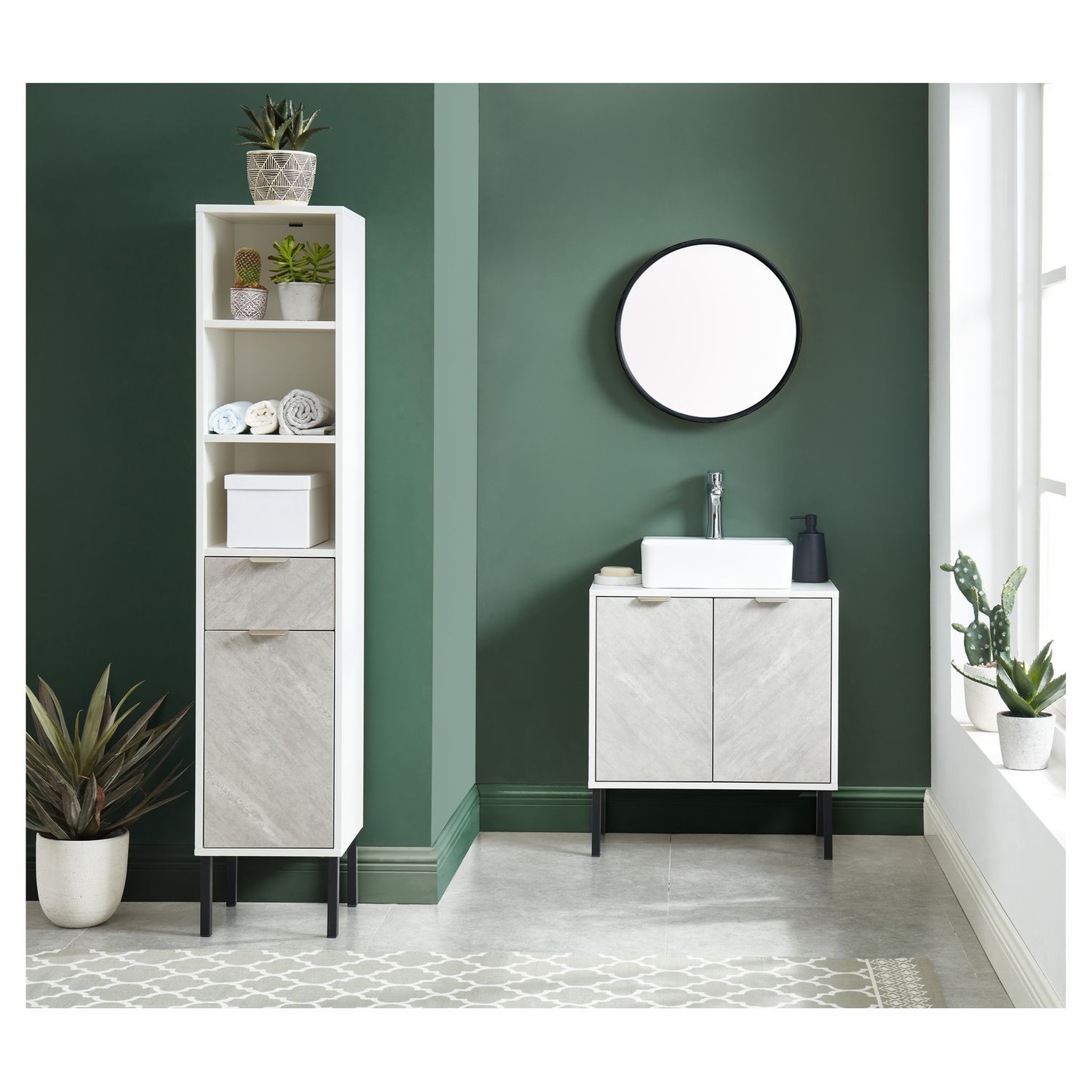 Voir la diapositive 7 : Meuble  de salle de bain sous-vasque 2 portes L60cm ALBUFEIRA