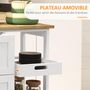 Voir la diapositive 5 : HOMCOM Desserte de cuisine multi-rangement - 3 tiroirs, 2 étagères, plateau amovible - MDF blanc bois hévéa