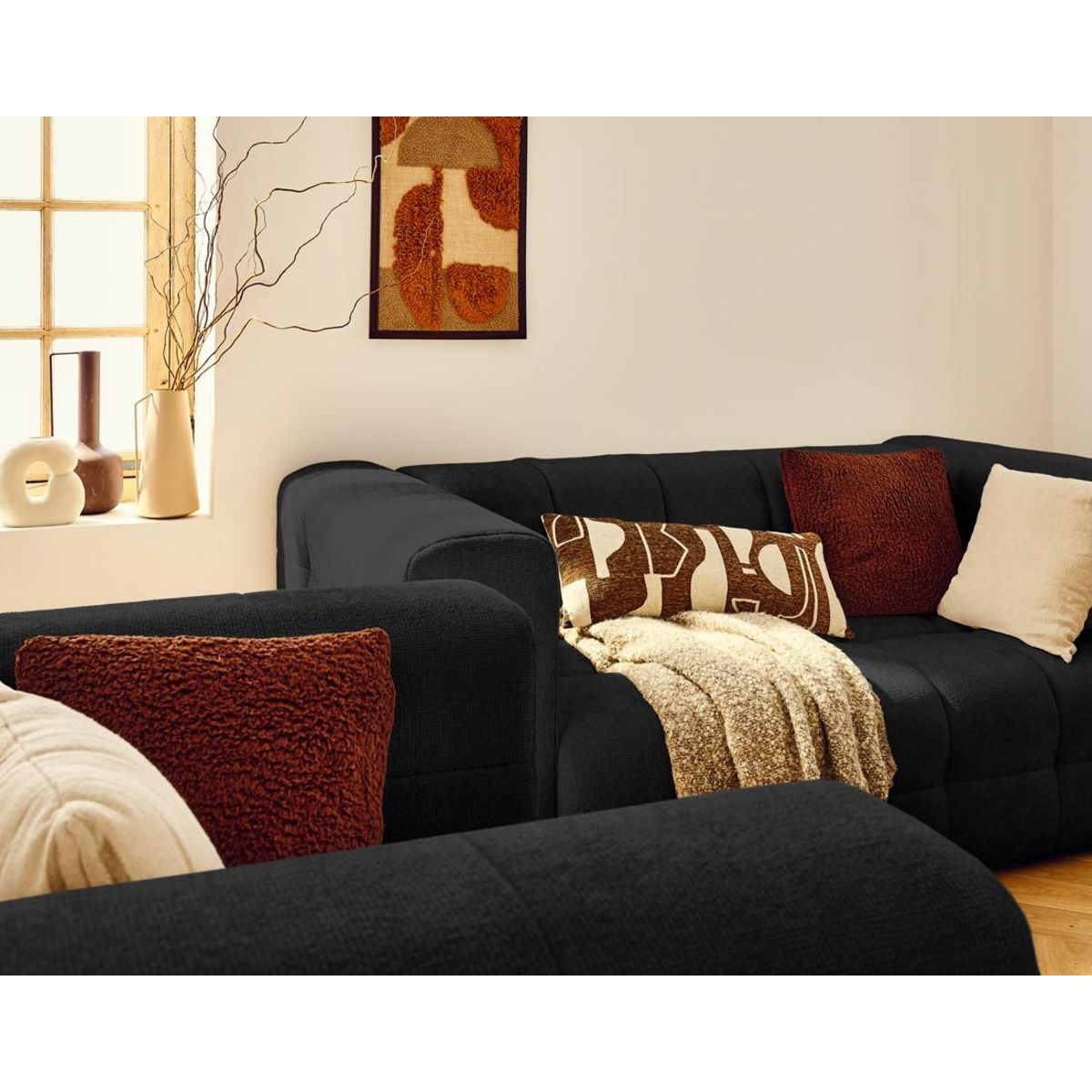 LISA DESIGN Suzano - canapé droit 2 places en tissu texturé