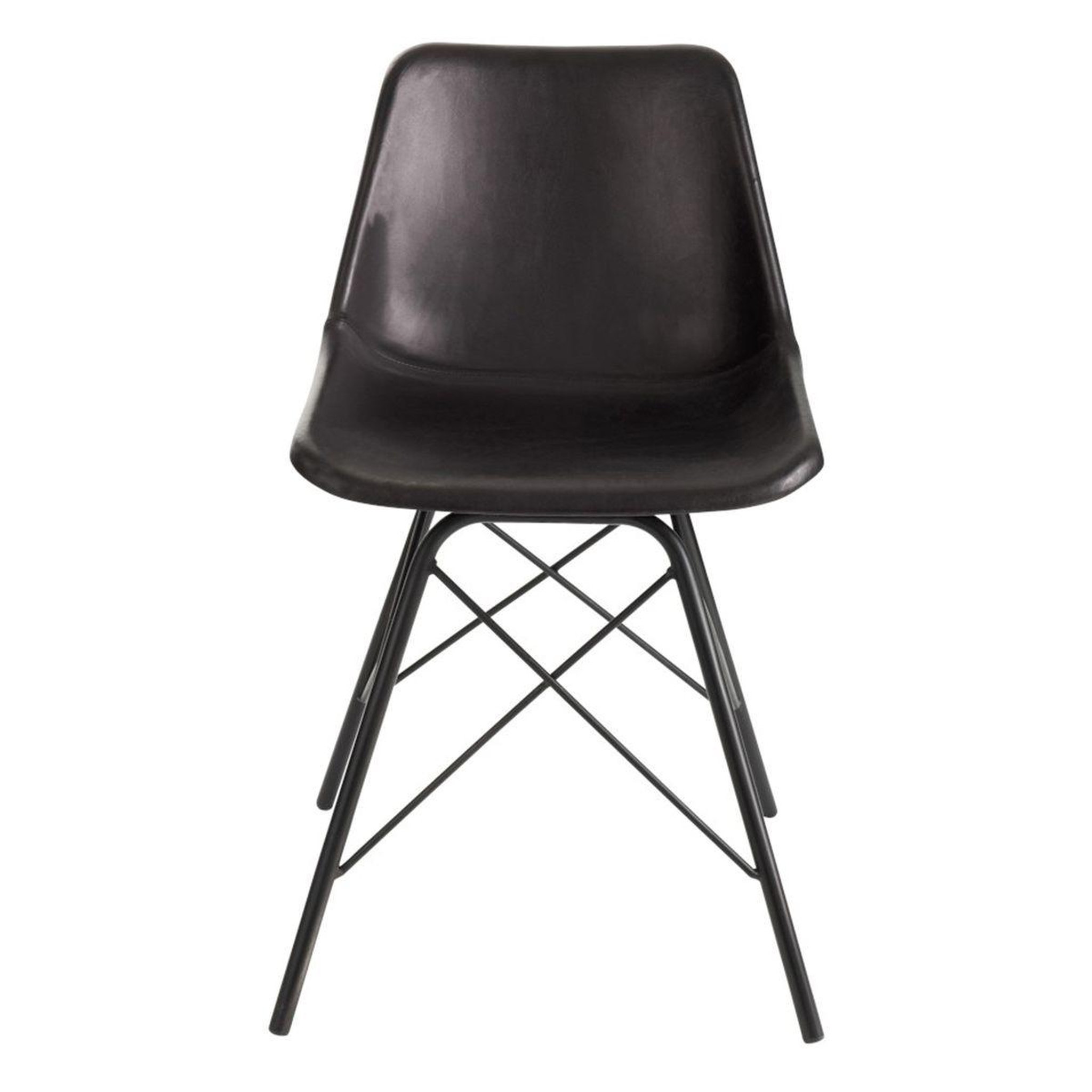 Voir la diapositive 2 : J-LINE Chaise design cuir & métal  tolbia  79cm noir