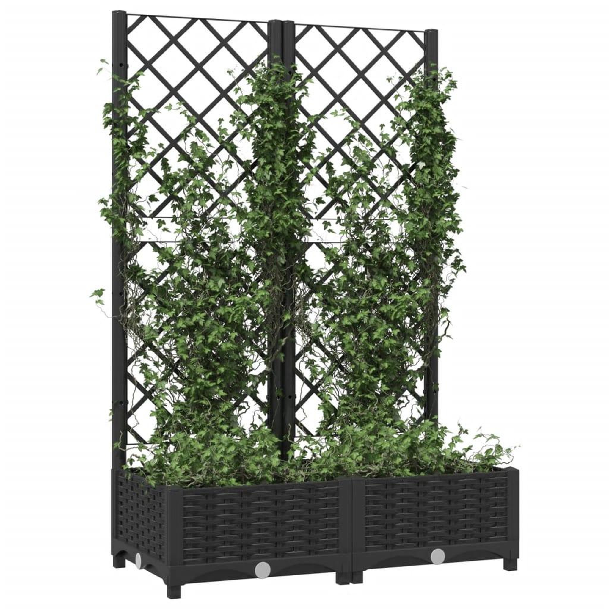 Voir la diapositive 3 : VIDAXL Jardiniere avec treillis Noir 80x40x121,5 cm PP