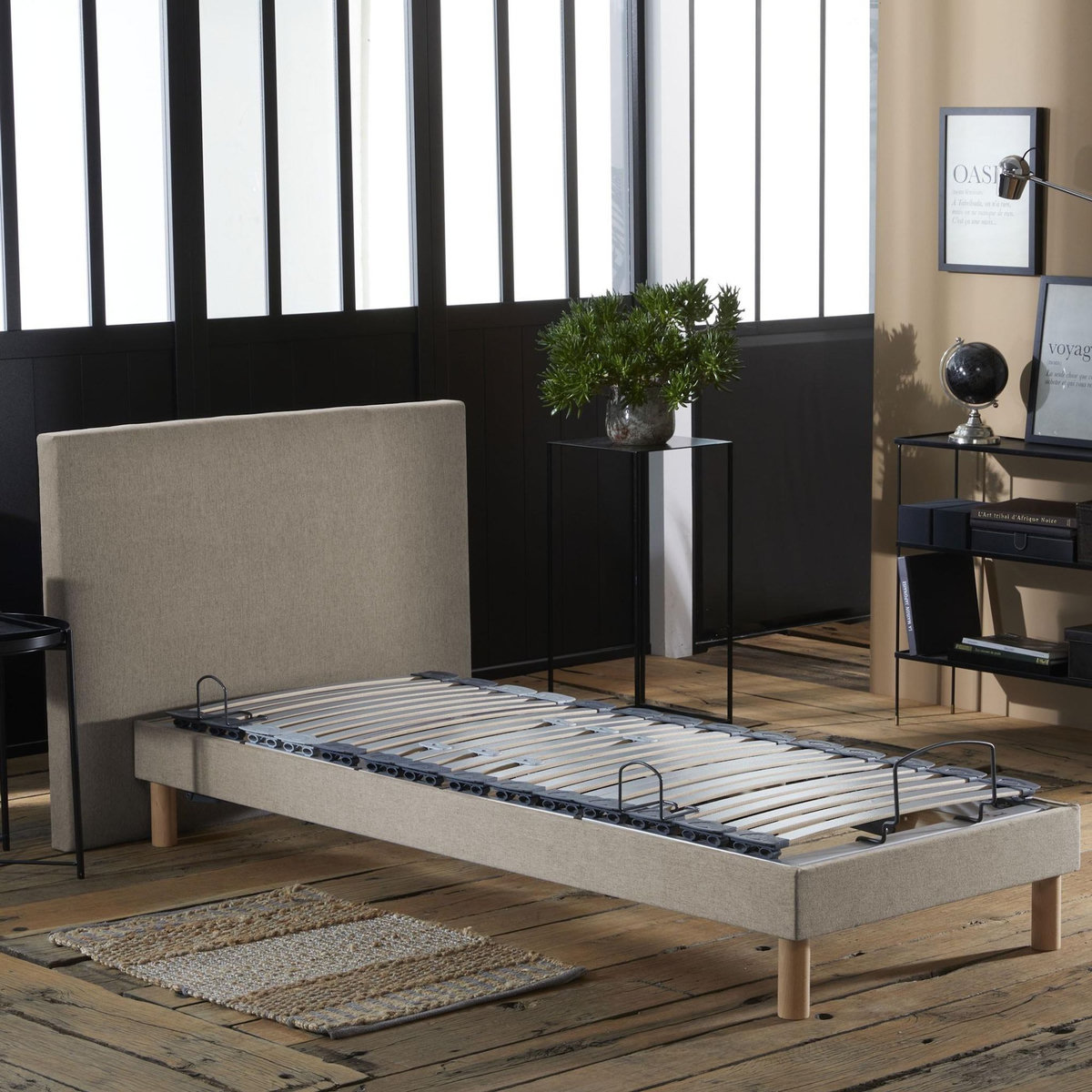 IDLITERIE Lit électrique de relaxation multi lattes lisse Beige - 90 x 200 cm