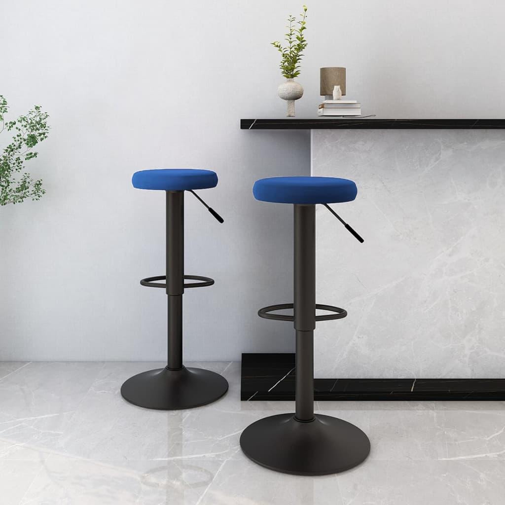 VIDAXL Tabourets de bar lot de 2 bleu velours
