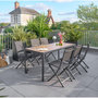 Voir la diapositive 2 : HESPERIDE Table de jardin fixe en aluminium effet bois 6 places EVASION