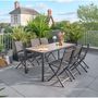 Voir la diapositive 2 : HESPERIDE Table de jardin fixe en aluminium effet bois 6 places EVASION