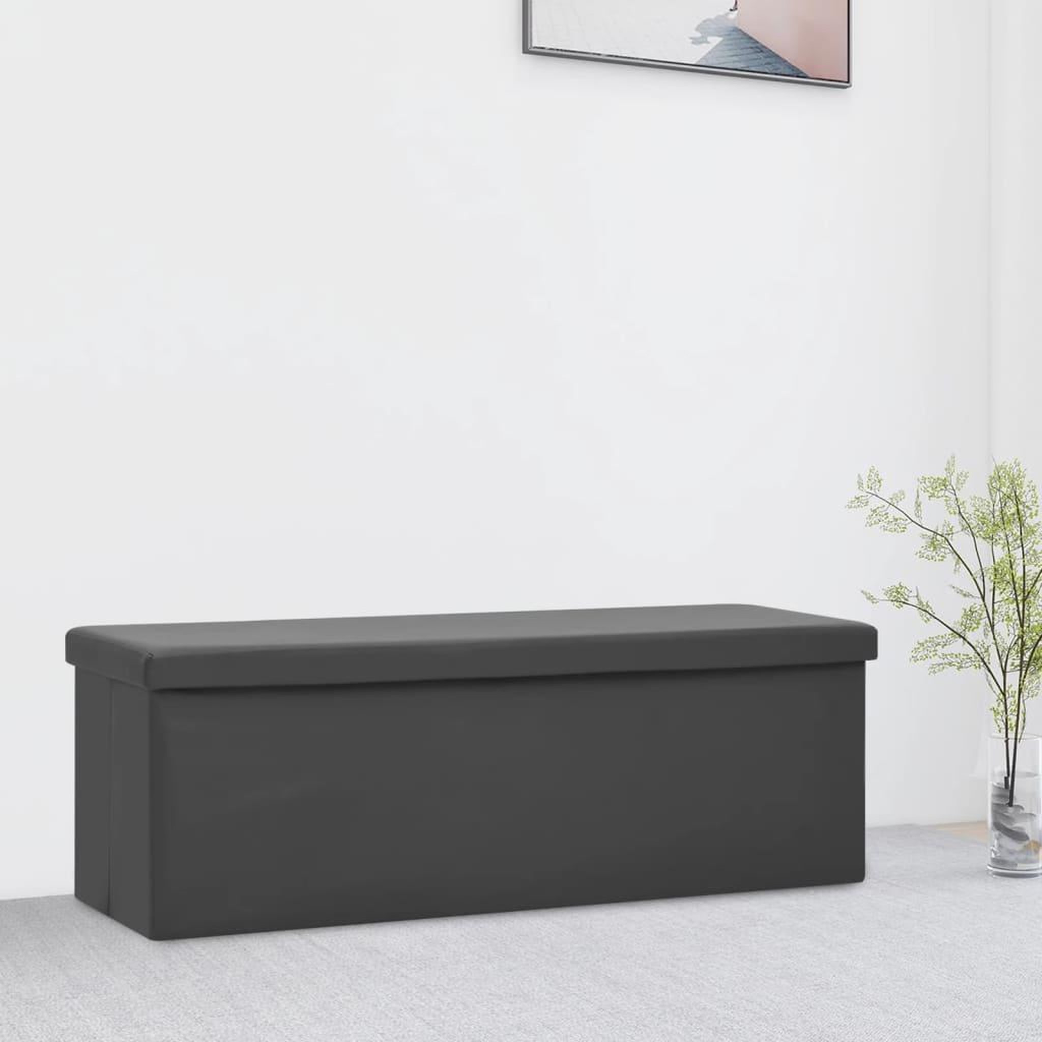 Voir la diapositive 1 : VIDAXL Banc de rangement pliable Gris PVC