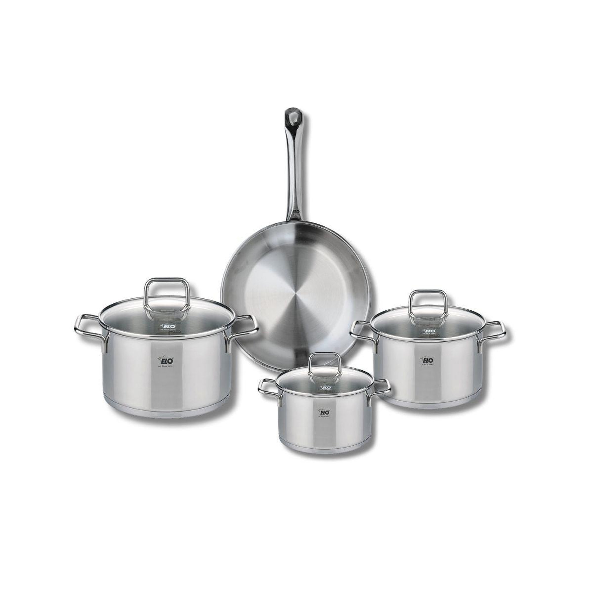 ELO Ensemble de 1 poêle de cuisson 24 cm et 3 faitouts 14, 16 et 20 cm elo profi citrin