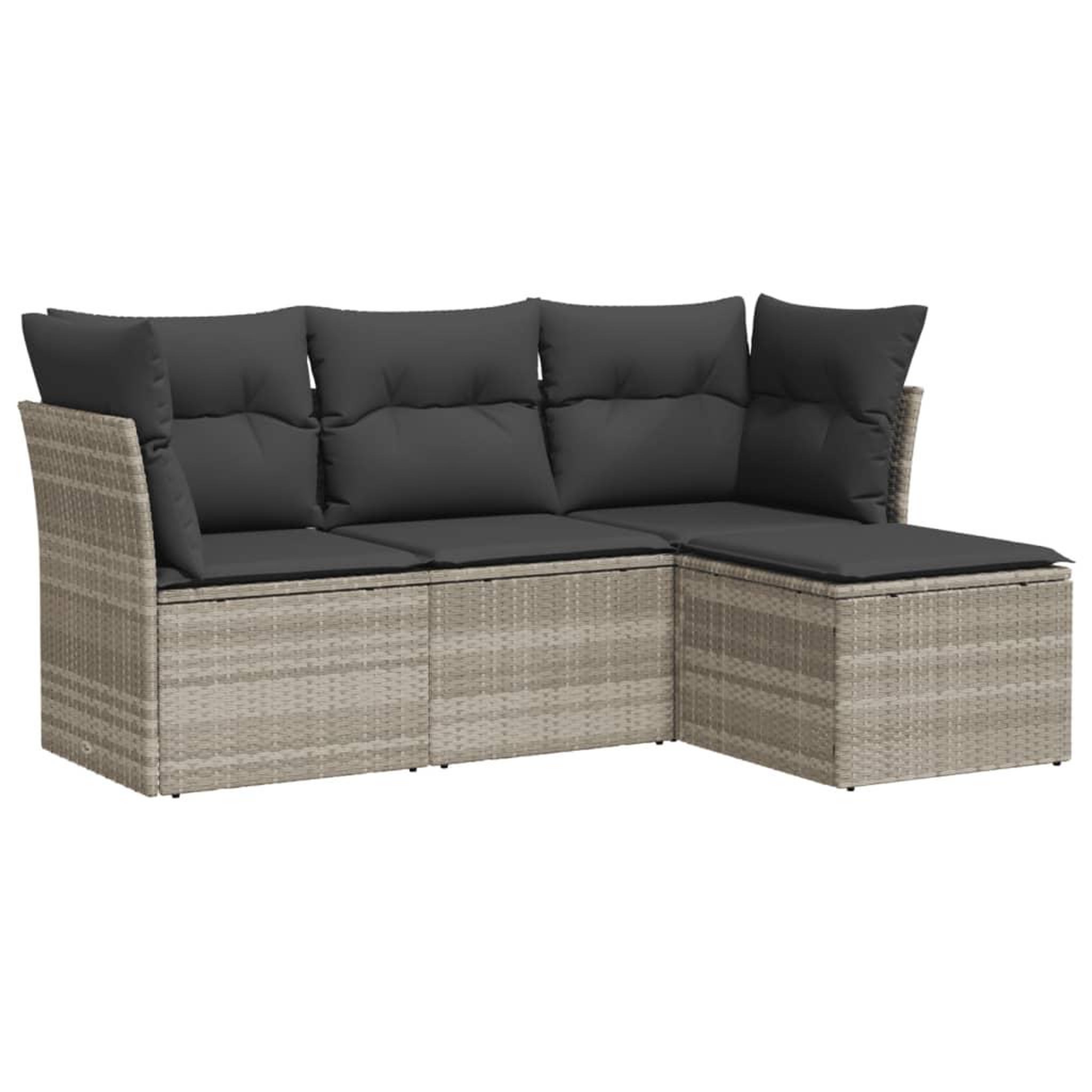 Voir la diapositive 2 : VIDAXL Salon de jardin 4 pcs avec coussins gris clair resine tressee