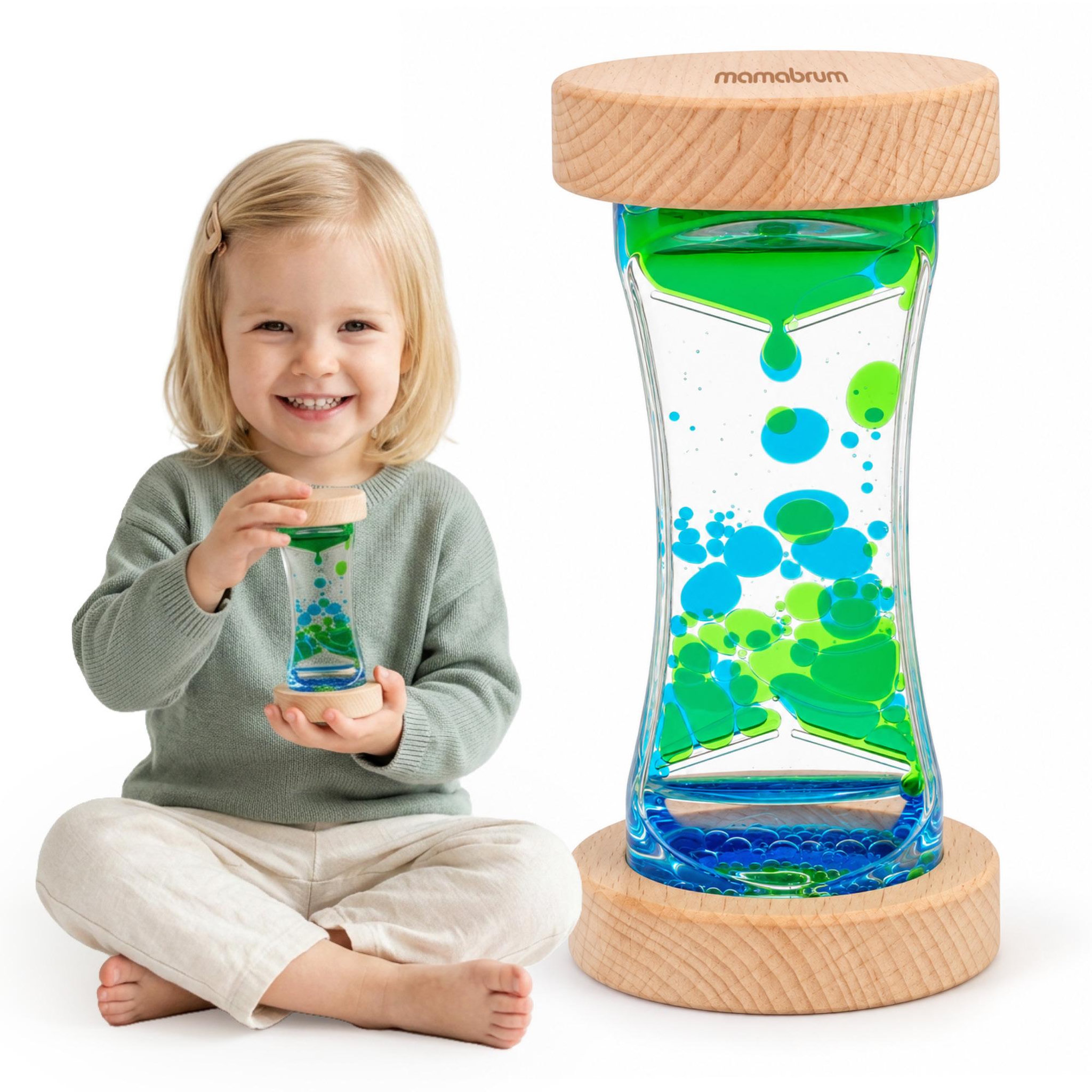MAMABRUM Jouet d'Apprentissage Sablier Sensoriel Bois Mamabrum Minuteur 30s Vert 3 Ans