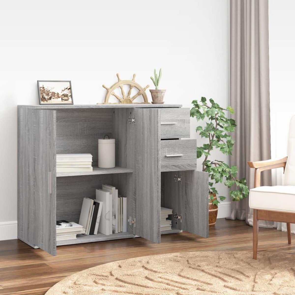 VIDAXL Buffet Sonoma gris 91x29,5x75 cm Bois d'ingenierie