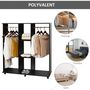 Voir la diapositive 5 : HOMCOM Armoire penderie meuble de rangement mobile 6 roulettes 120L x 40l x 128H cm panneaux de particules aspect bois noir