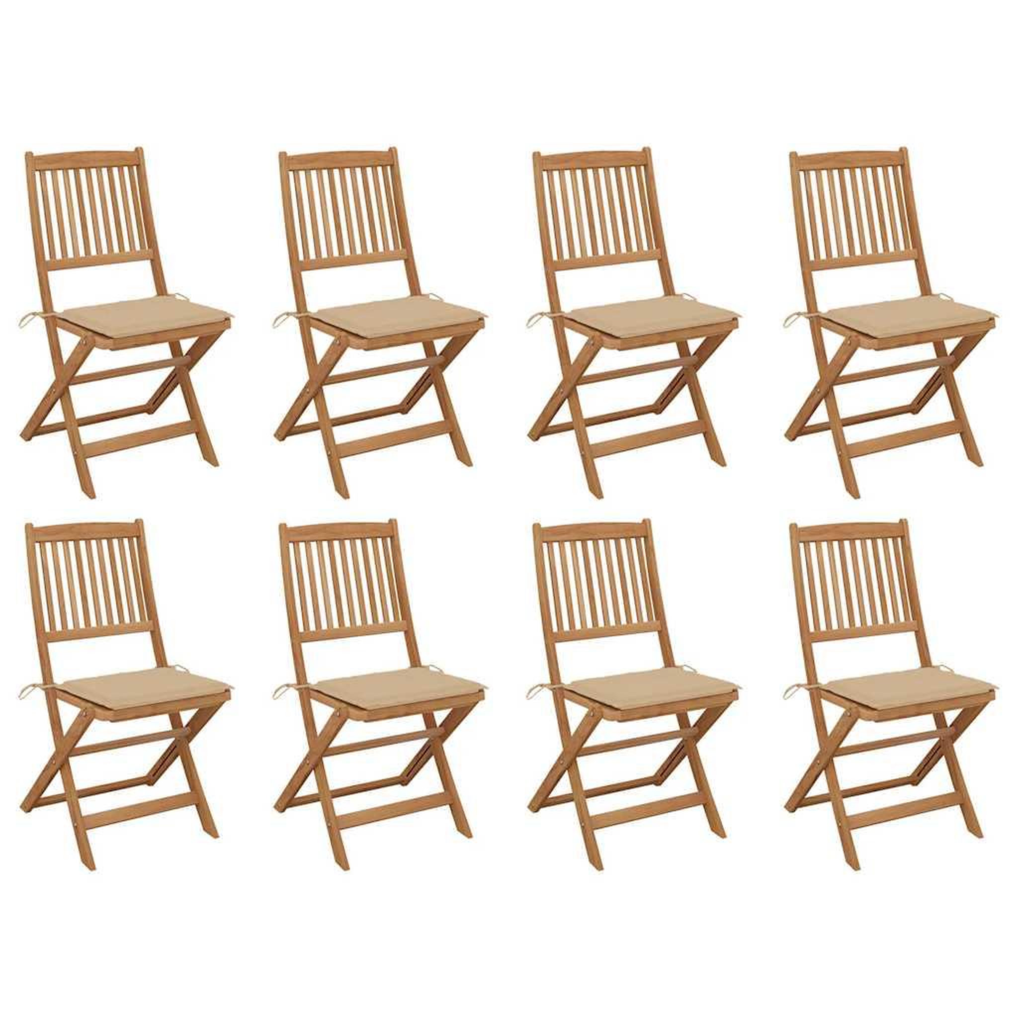 Voir la diapositive 1 : VIDAXL Chaises pliables d'exterieur et coussins lot de 8 Bois d'acacia
