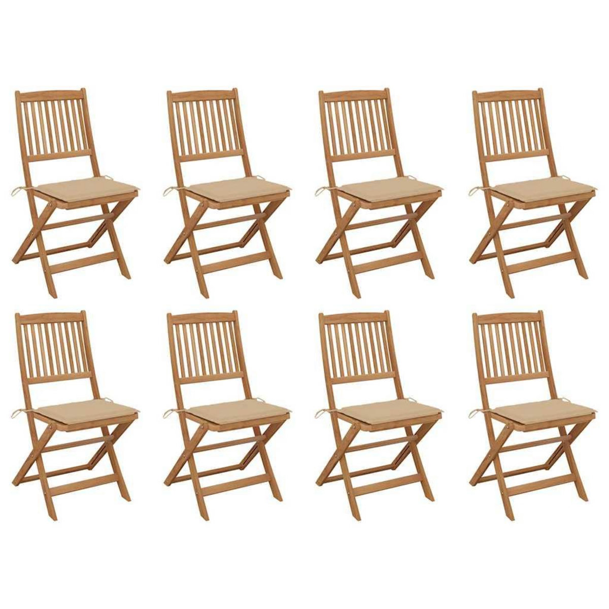 VIDAXL Chaises pliables d'exterieur et coussins lot de 8 Bois d'acacia