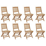 VIDAXL Chaises pliables d'exterieur et coussins lot de 8 Bois d'acacia