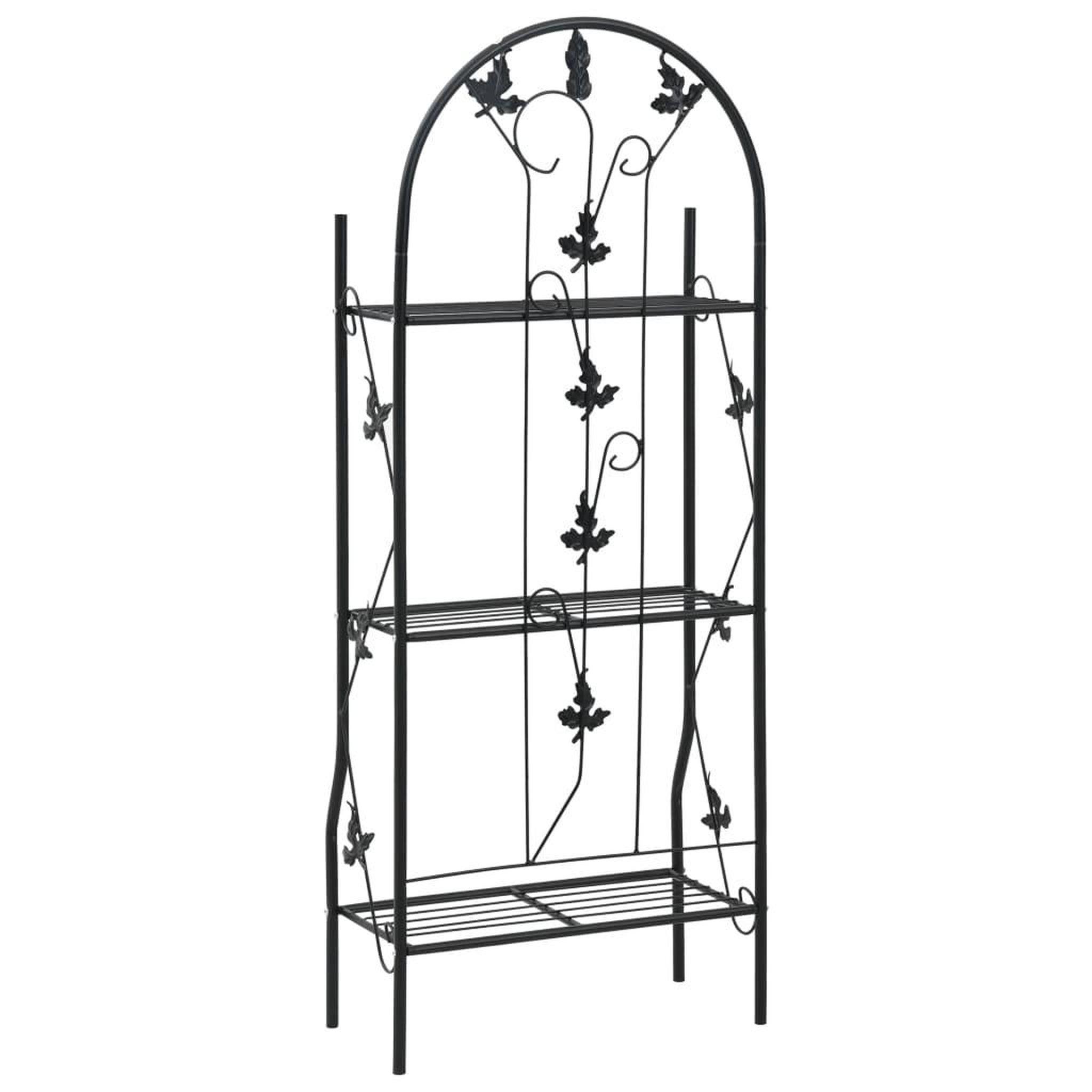 Voir la diapositive 4 : VIDAXL Support a plantes 3 niveaux noir 52x28x128 cm fer