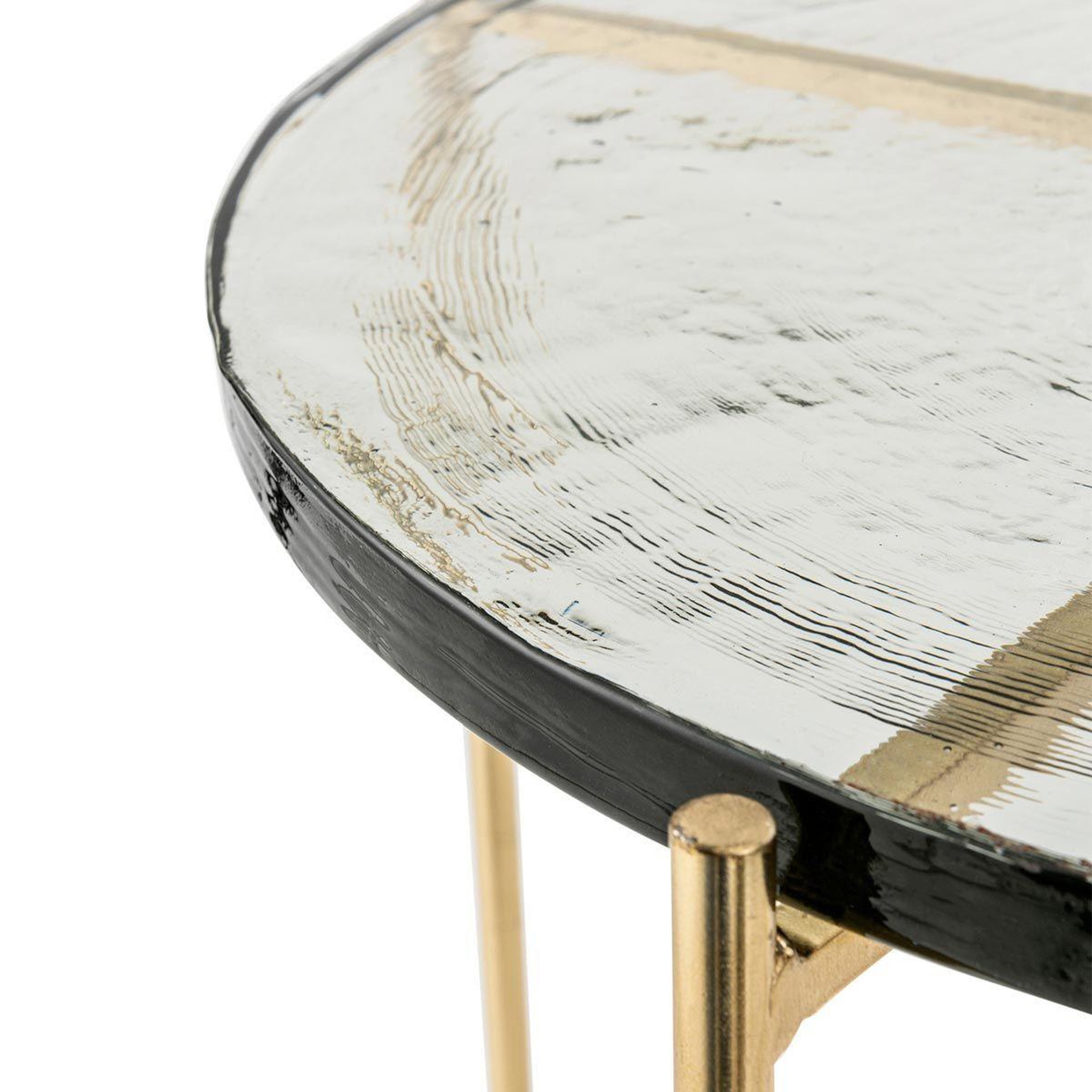 Voir la diapositive 5 : J-LINE Lot de 2 tables gigognes  obi  58cm transparent & or