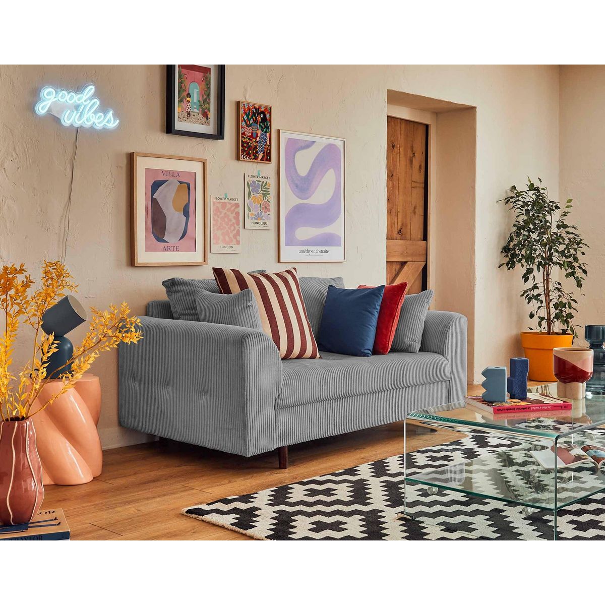 LISA DESIGN Rune - canapé 2 places - en velours côtelé