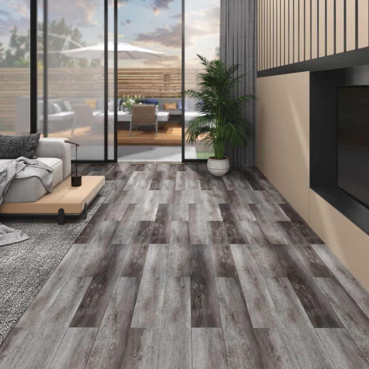 VIDAXL Planches de plancher PVC 5,02 m^2 2 mm Autoadhesif Bois raye