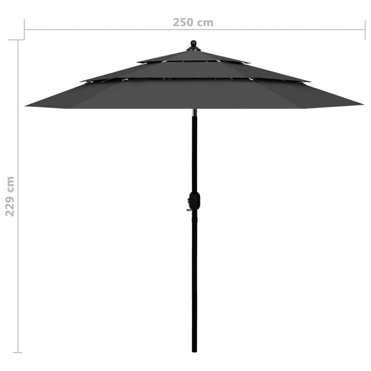 VIDAXL Parasol de jardin a 3 niveaux avec mat en aluminium anthracite