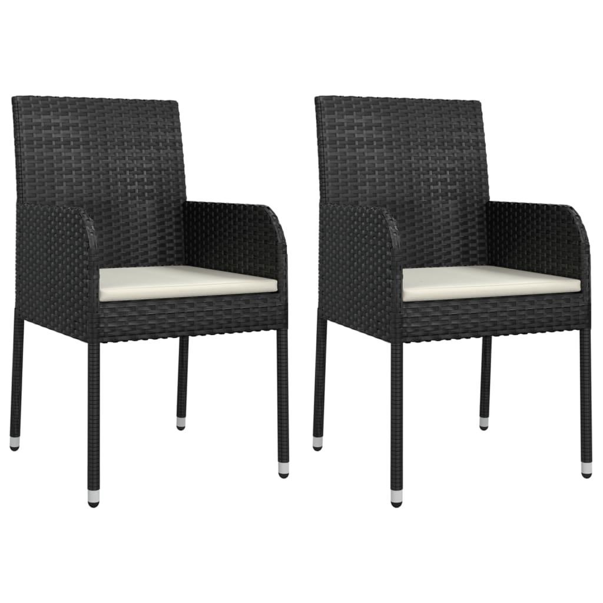 Voir la diapositive 3 : VIDAXL Ensemble a manger de jardin 9pcs coussins noir resine tressee