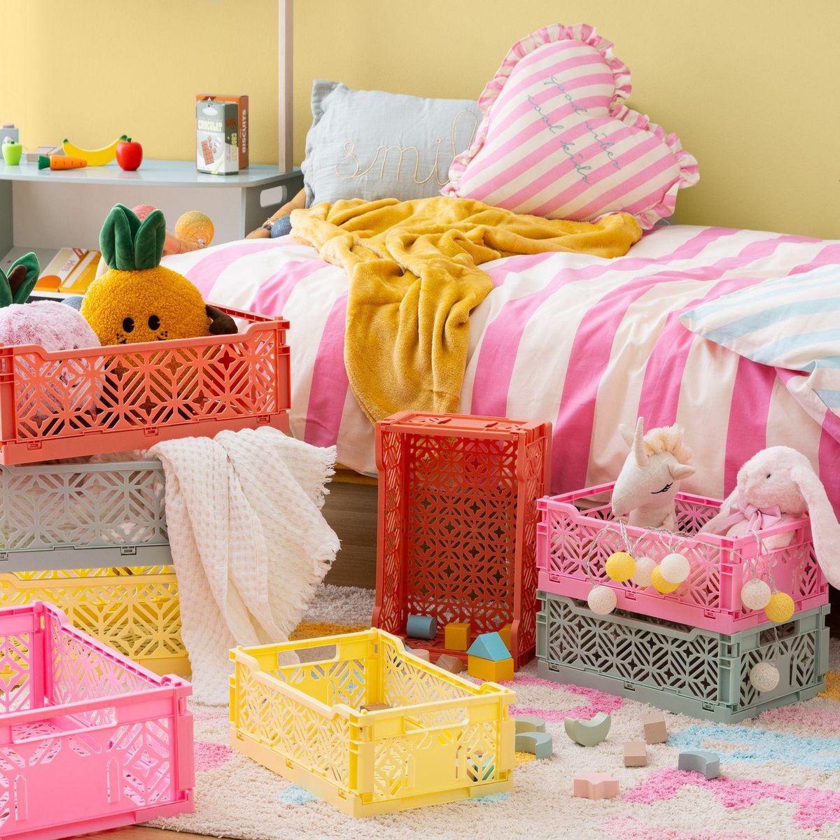 ATMOSPHERA Parure de lit enfant réversible à rayures - 100% coton 57 fils/cm² - 140 x 200 cm