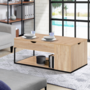 Voir la diapositive 5 : ID MARKET Table basse plateau relevable rectangulaire DETROIT avec coffre design industriel