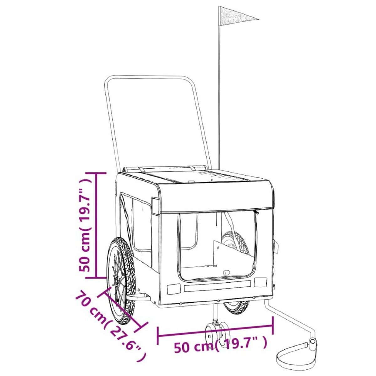 VIDAXL Remorque de velo pour animaux de compagnie bleu et noir