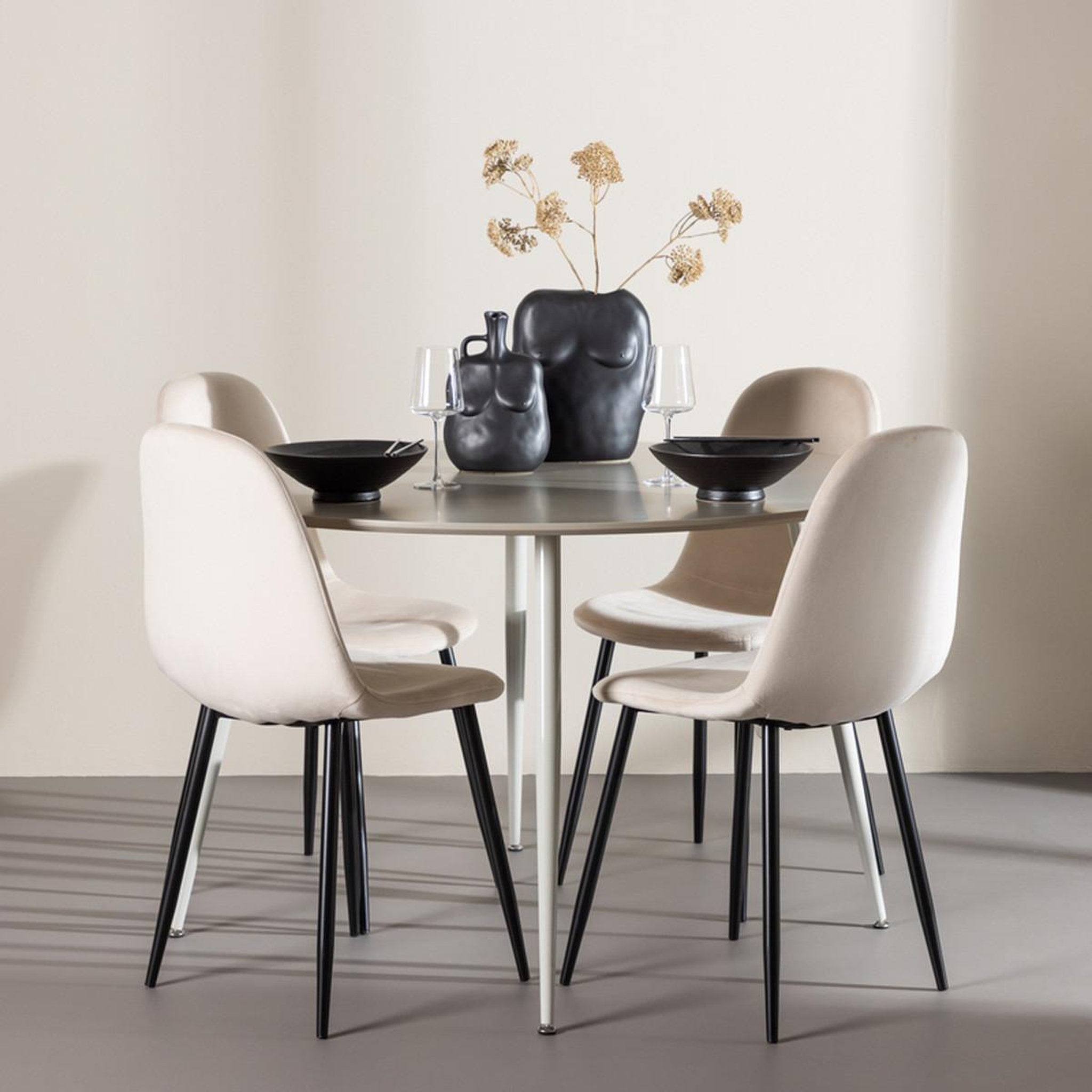 Voir la diapositive 6 : Paris Prix Ensemble table à manger & 4 chaises  plaza & polar  120cm beige