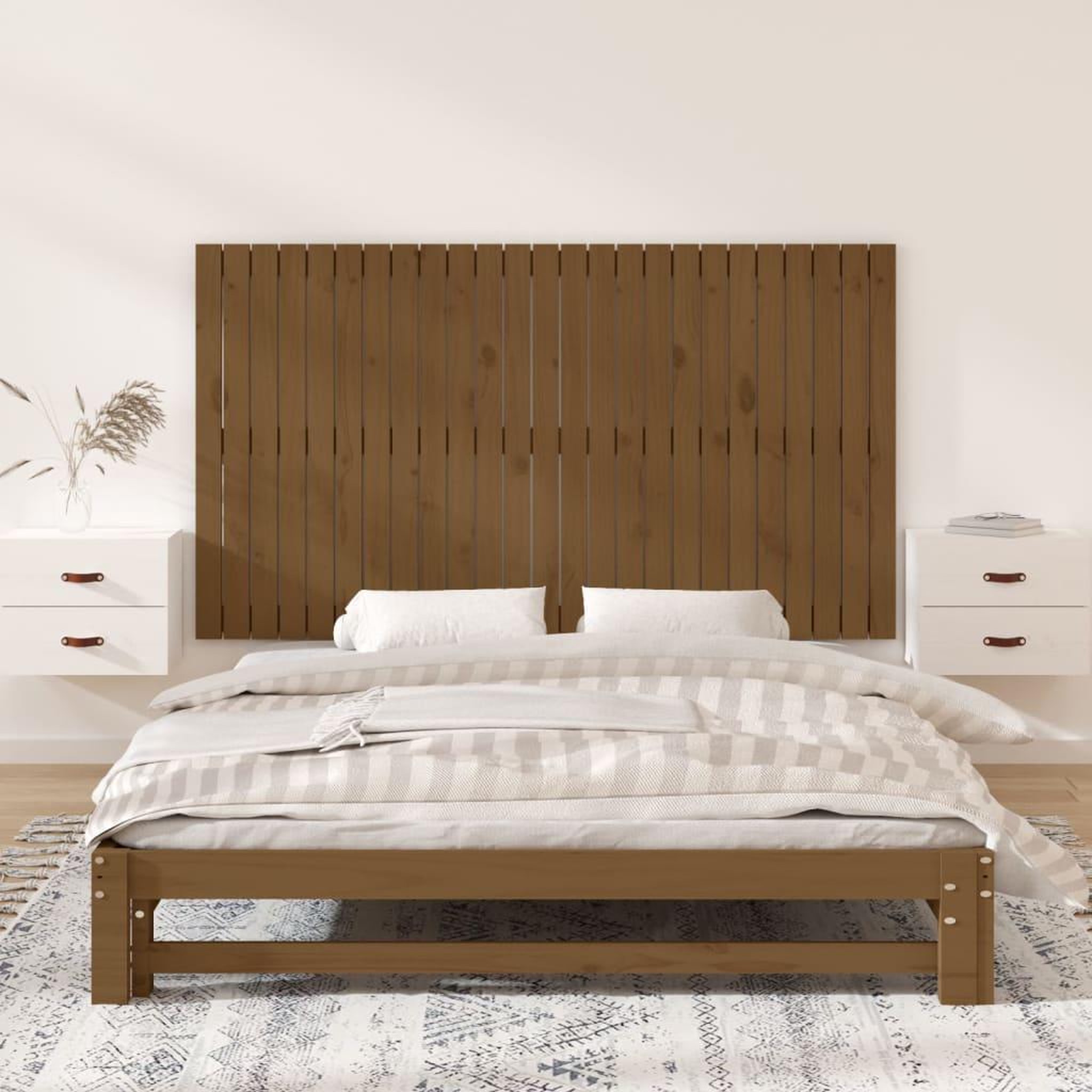 Voir la diapositive 3 : VIDAXL Tete de lit murale Marron miel 159,5x3x90 cm Bois massif de pin