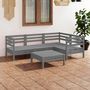 Voir la diapositive 1 : VIDAXL Salon de jardin 5 pcs Bois de pin massif Gris